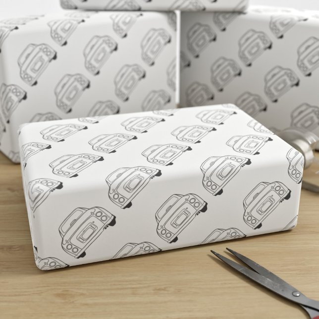 Figarations Figaro Car Traffic Grey Wrapping Paper (Fun figgy wrapping paper just for you)