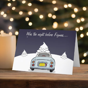 Figarations Figmas Pale Aqua Blue Figaro Christmas Holiday Card