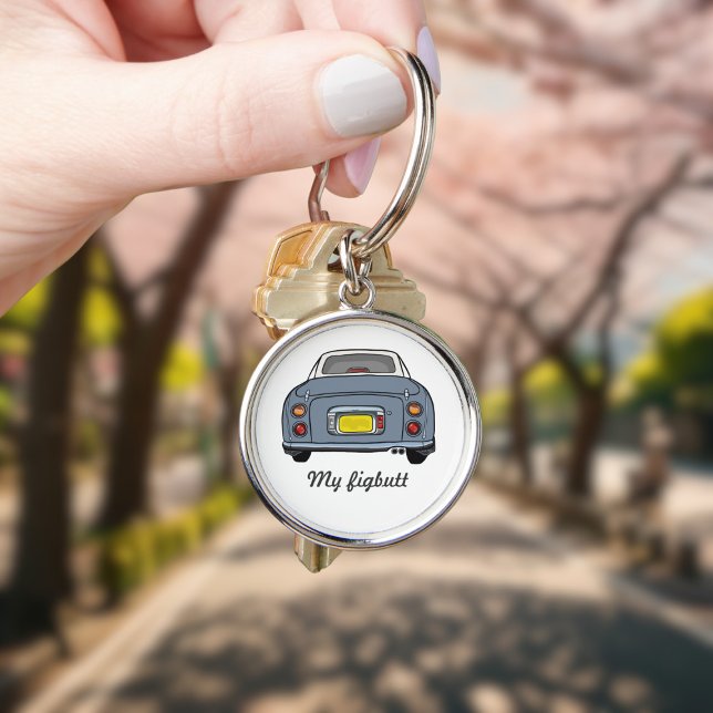 Figarations Funny Lapis Gray Figaro Car Name Key Ring (Cute lapis grey figaro car keychain with space for your name)
