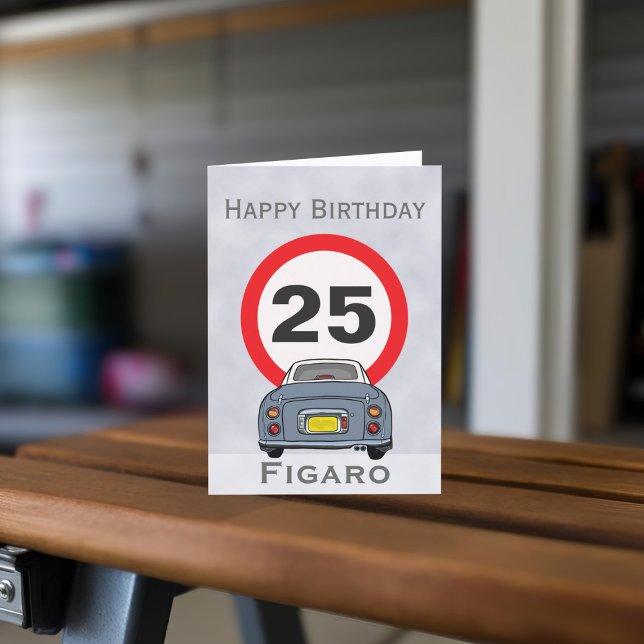Figarations Lapis Grey Figaro Car Birthday Card (Happy birthday to your car! (or send it to your figaro loving friends))