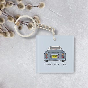 Figarations Lapis Grey Figaro Car Monogram Key Ring