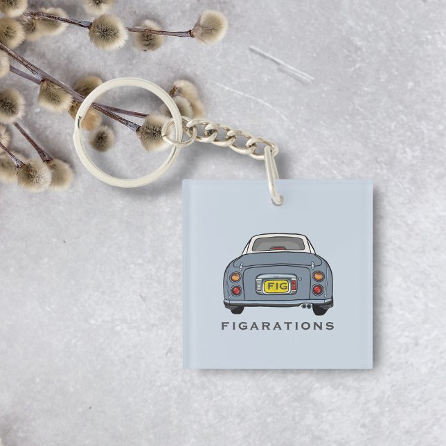 Figarations Lapis Grey Figaro Car Monogram Key Ring (A lapis grey figaro car acrylic keychain with your name and initials)