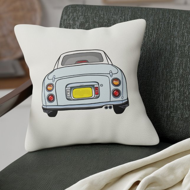 Figarations Pale Aqua Figaro Car Cream Cushion (A cute Pale Aqua Figaro Car on a cream pillow for your car or your home)