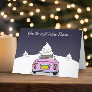 Figarations Pink Figaro Car Christmas Holiday Card