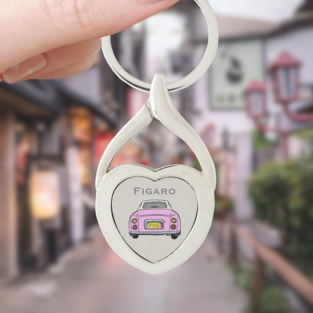 Figarations Pink Figaro Car Monogram Silver Heart Key Ring (For your figaro car keys. Just add your name and initials)