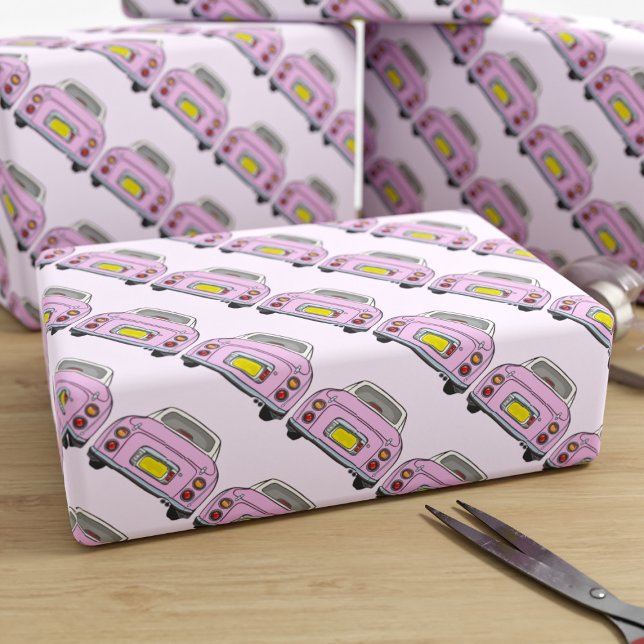 Figarations Pink Figaro Car Traffic Wrapping Paper (Cute pink figgy wrapping paper just for you)