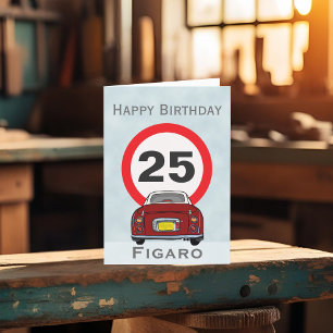 Figarations Red Figaro Car Birthday Card