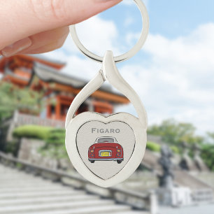 Figarations Red Figaro Car Monogram Silver Heart Key Ring