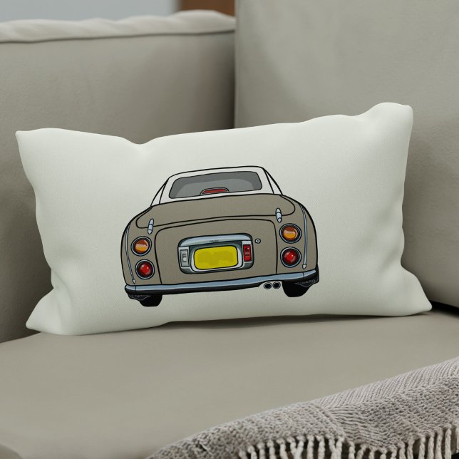 Figarations Topaz Mist Figaro Car Plaid Silhouette Lumbar Cushion (A fun topaz figgy lumbar pillow for your car or home. You can easily change the background colour)