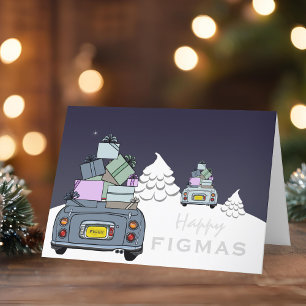 Figaro Car Happy Figmas Christmas Card