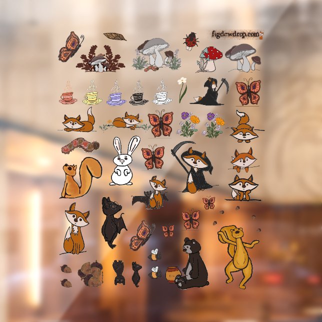 figdewdrop characters cut-out inside window cling  (Sheet 2)