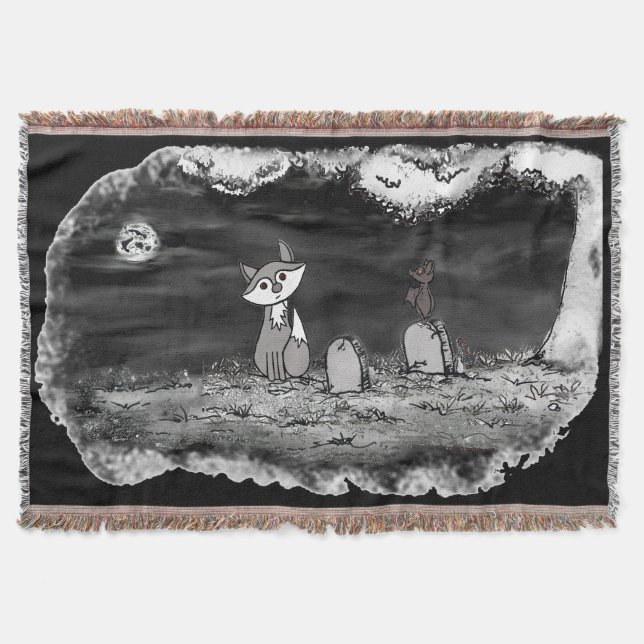 figdewdrop Fig & Blinky Graveyard Throw Blanket (Front)