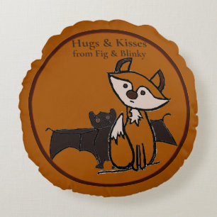 figdewdrop Fig & Blinky Hugs & Kisses Round Pillow