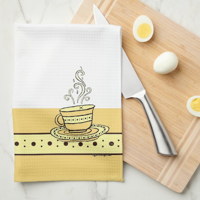 Figdewdrop Relax Cup Gold Acorn Kitchen Towel (Quarter Fold)
