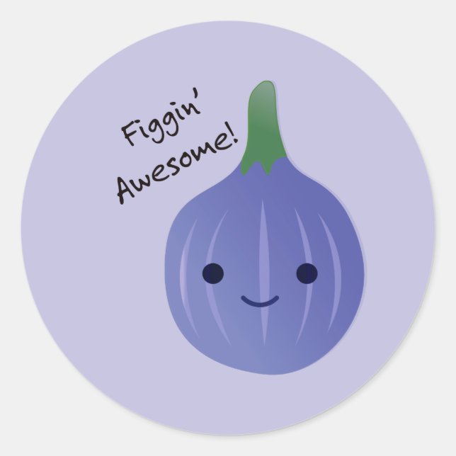 figgin Awesome Fig Pun Classic Round Sticker (Front)