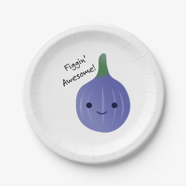 figgin Awesome Fig Pun Paper Plate (Front)