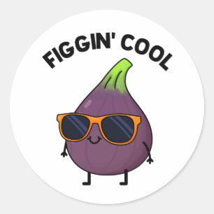Figgin Cool Funny Fig Food Pun  Classic Round Sticker