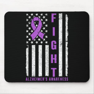 Fight Against Alzheimers Purple Ribbon American Mouse Pad
