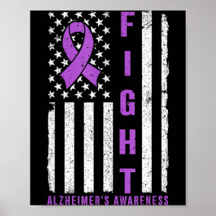 Fight Against Alzheimers Purple Ribbon American Poster