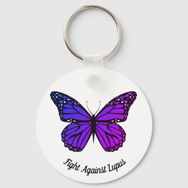 Fight Against Lupus Pretty Purple Butterfly Key Ring (Front)