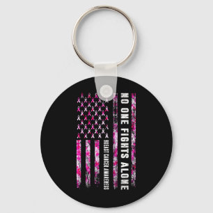 Fight Alone American Flag Breast Cancer Awareness Key Ring