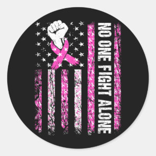 Fight Alone Usa Flag Breast Cancer Awareness Classic Round Sticker