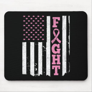 Fight American Flag Breast Cancer Awareness Mouse Pad