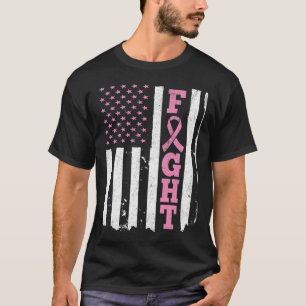 Fight American Flag Breast Cancer Awareness T-Shirt