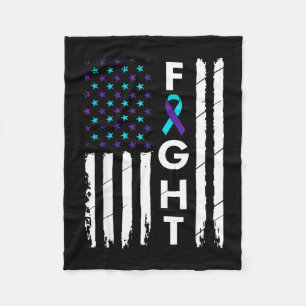 Fight american flag ribbon prevention awareness  fleece blanket