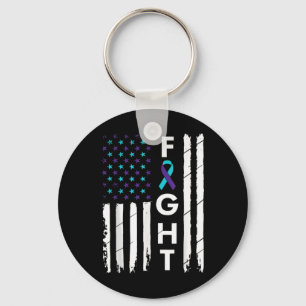 Fight American Flag Ribbon Suicide Prevention Awar Key Ring
