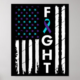Fight American Flag Ribbon Suicide Prevention Awar Poster