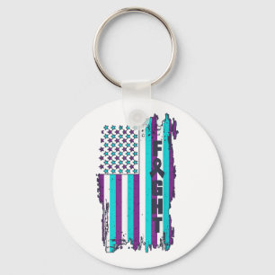 Fight American Flag Suicide Prevention Awareness 4 Key Ring