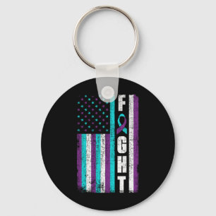Fight American Flag Suicide Prevention Awareness 4 Key Ring
