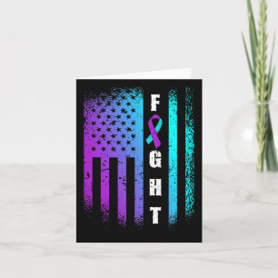 Fight American Flag Suicide Prevention Awareness Card