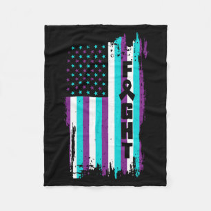 Fight American Flag Suicide Prevention Awareness Fleece Blanket