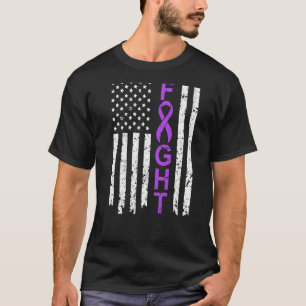 Fight American USA Flag Fibromyalgia Awareness Sur T-Shirt