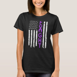 Fight American USA Flag Fibromyalgia Awareness Sur T-Shirt