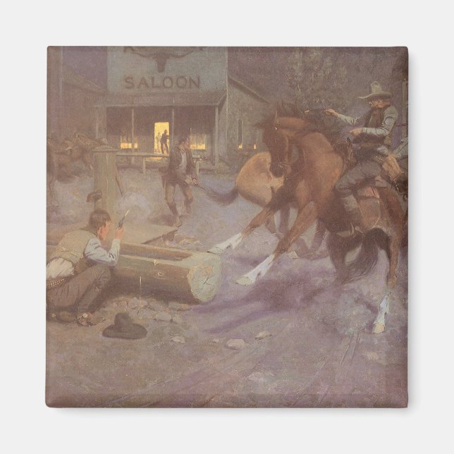 Fight at the Roundup Saloon by Bill Gollings Magnet (Front)