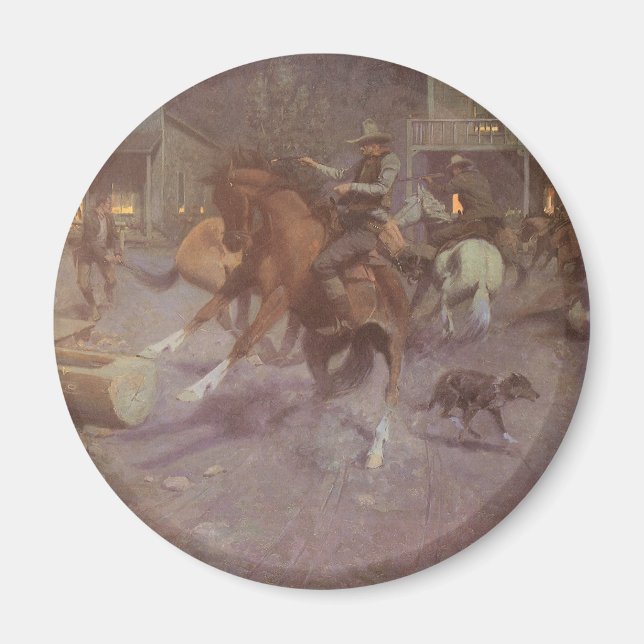 Fight at the Roundup Saloon by Bill Gollings Magnet (Front)