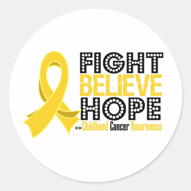 Fight Believe Hope - Childhood Cancer Classic Round Sticker (Front)