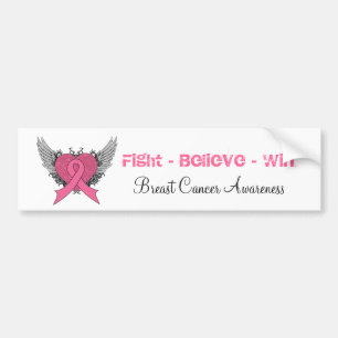 Fight Believe Win - Breast Cancer Bumper Sticker