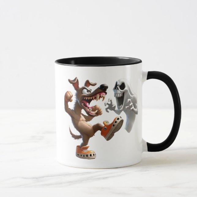 Fight between a dog and a ghost. mug (Right)