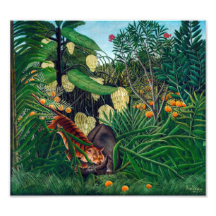 Fight between a Tiger and a Buffalo   H Rousseau   Photo Print