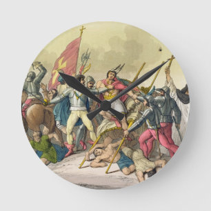 Fight Between Local Indians and Conquistadors (col Round Clock