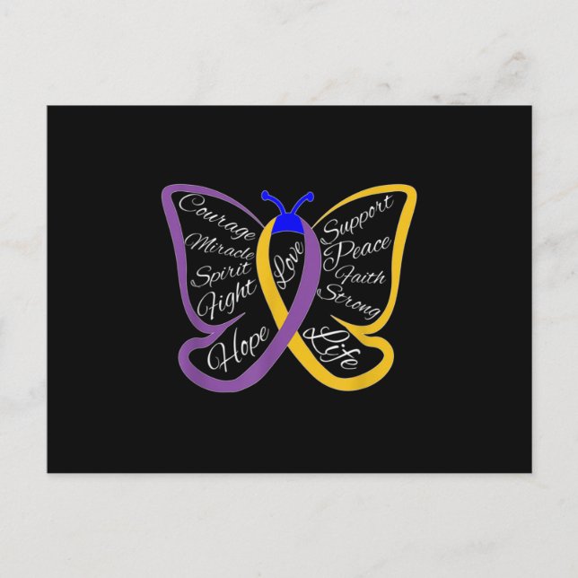 Fight Bladder Cancer Awareness Butterfly Announcement Postcard (Front)