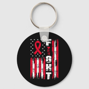 Fight Blood Cancer Awareness Patriotic USA America Key Ring