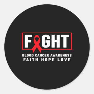 Fight Blood Cancer - Red Ribbon Classic Round Sticker