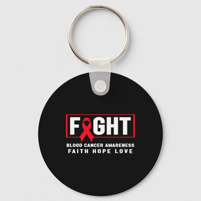 Fight Blood Cancer - Red Ribbon Key Ring (Front)