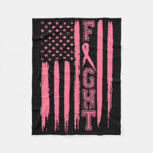 Fight Breast Cancer American Flag Breast Cancer Su Fleece Blanket