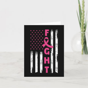 Fight Breast Cancer American US Flag Breast Cancer Card